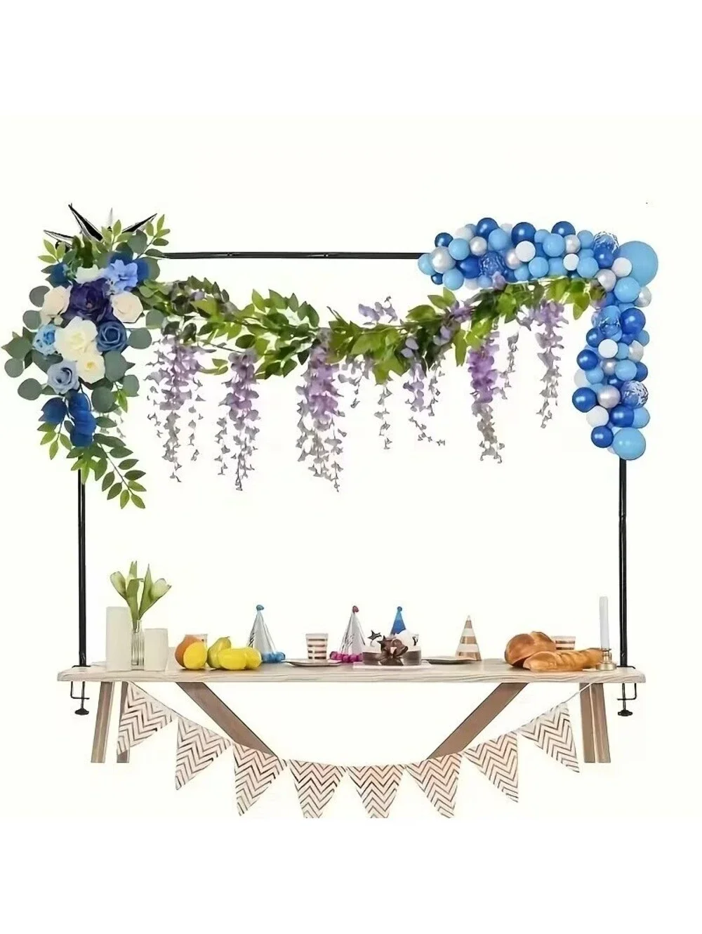 Adjustable Metal Backdrop Stand 94.5in Table Arch Frame for Wedding Party Decor